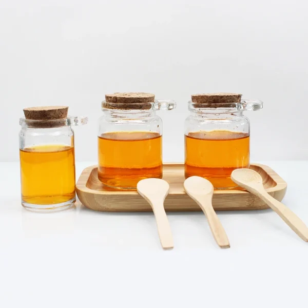 Glass Honey Jar with Wooden Cork and Wooden Spoon - Image 2