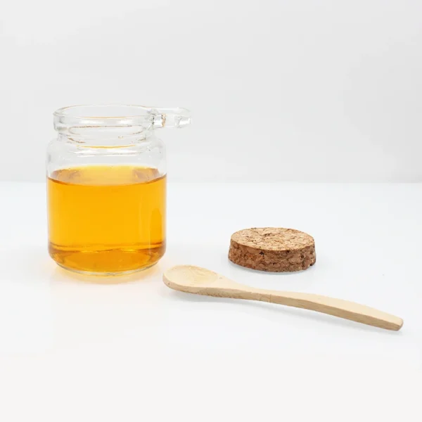 Glass Honey Jar with Wooden Cork and Wooden Spoon - Image 4