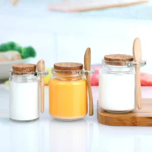 Glass Unique Honey Jar With Wooden Spoon
