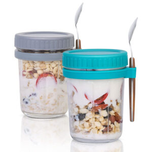 450ml Breakfast Glass Cup Portable Oatmeal Container 19 O1CN01P7091q1K