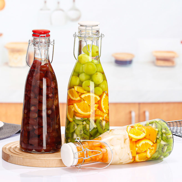 1L Glass Flip Top Drink Bottle with Twist-On Stopper - Image 5