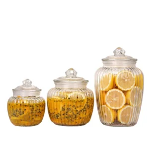 Large Glass Pickle Jar Food Storage Jar With Lid For Kitchen 650ml 1250ml 2200ml