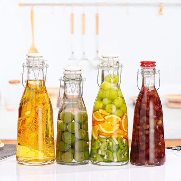 1L Glass Flip Top Drink Bottle with Twist-On Stopper - Image 2