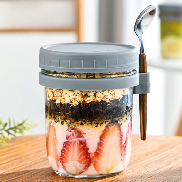 450ml Breakfast Glass Cup Portable Oatmeal Container - Image 6