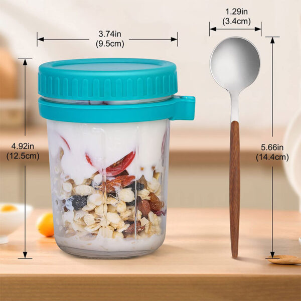 450ml Breakfast Glass Cup Portable Oatmeal Container - Image 2