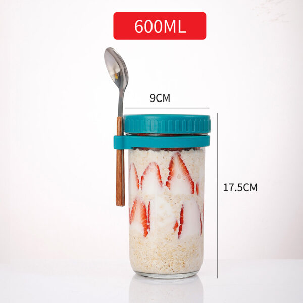 450ml Breakfast Glass Cup Portable Oatmeal Container - Image 4