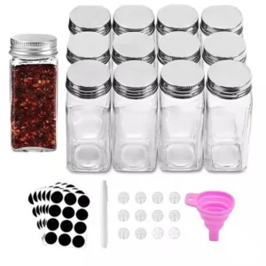 4oz Square Glass Seasoning Spice Bottle Jar