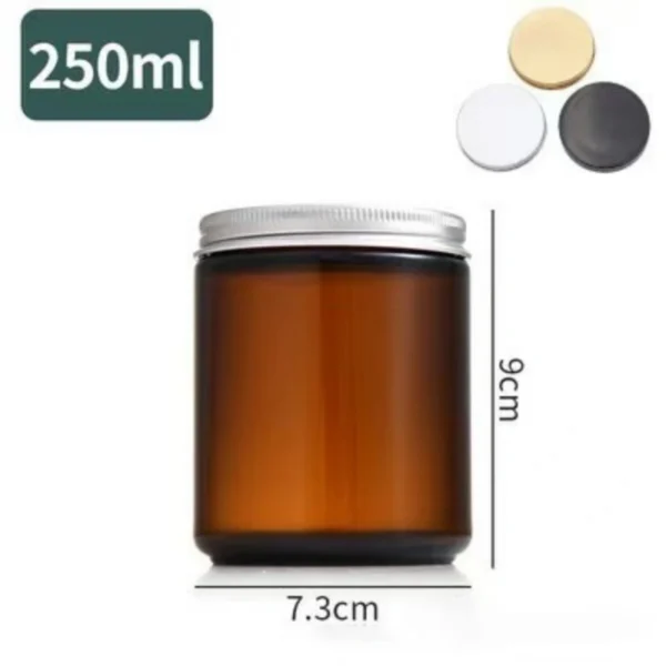 120ml 250ml Amber Glass Jar For Candle With Metal Lid | Hua Jing