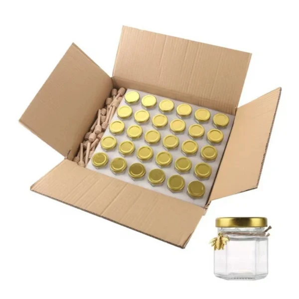 50ML Hexagon Glass Favor Jars with Wooden Dipper - Image 4