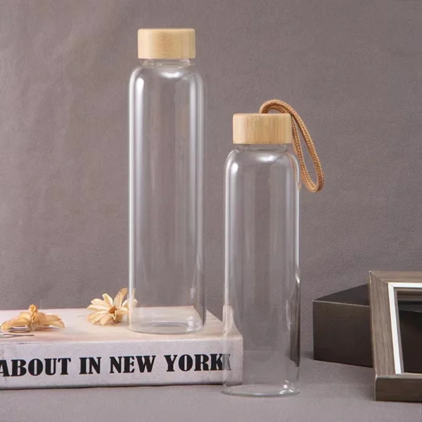 Transparent Round High Borosilicate Glass Water Bottle - Image 2