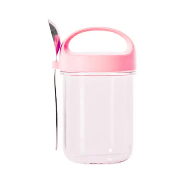 New Style Simple Oatmeal 410ml Glass Cup with Spoon - Image 2