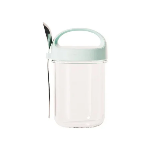 New Style Simple Oatmeal 410ml Glass Cup with Spoon - Image 3