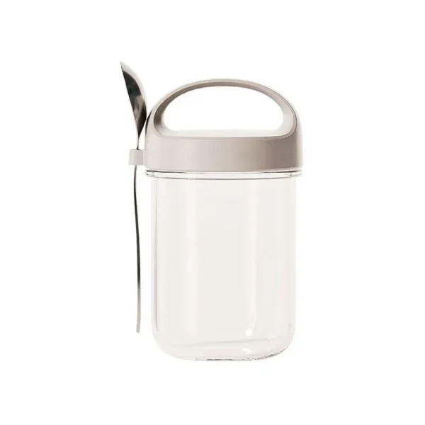 New Style Simple Oatmeal 410ml Glass Cup with Spoon - Image 4