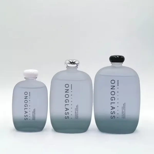 Flat Round Glass Juice Wine Bottle with Lid - Image 2