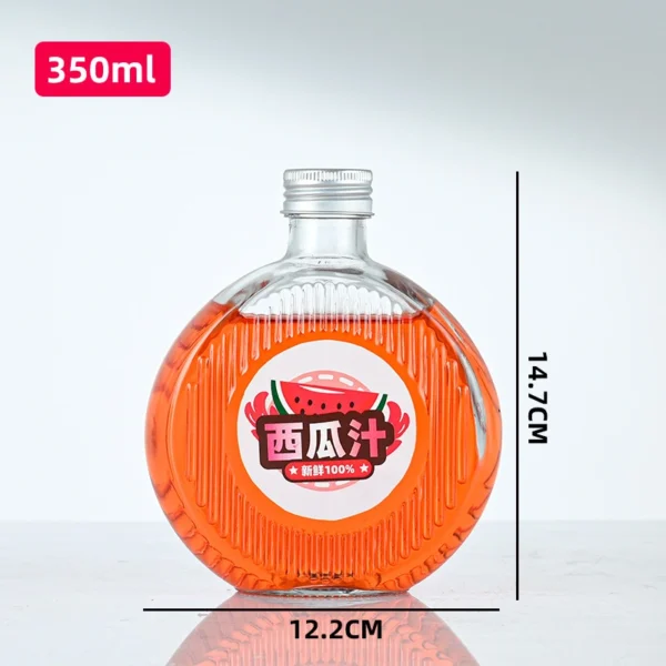 Transparent round 200ml glass juice bottle - Image 2