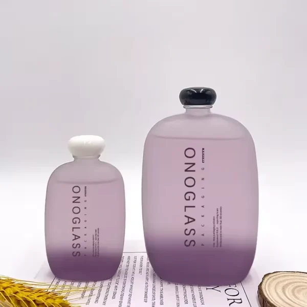 Flat Round Glass Juice Wine Bottle with Lid - Image 3