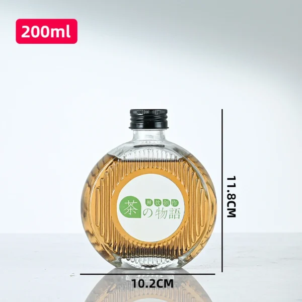 Transparent round 200ml glass juice bottle - Image 3