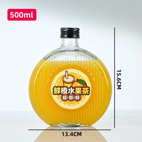 Transparent round 200ml glass juice bottle - Image 4
