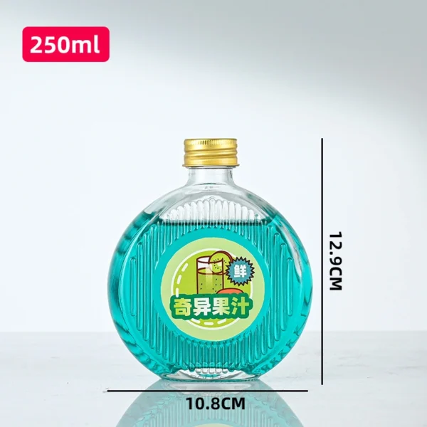 Transparent round 200ml glass juice bottle - Image 6