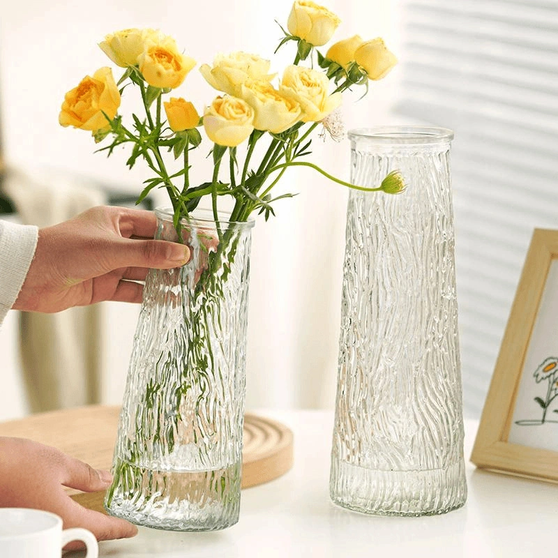 Creative transparent vertical striped tower rose flower vase 2 Creative transparent vertical striped tower rose flower vase - Image 2