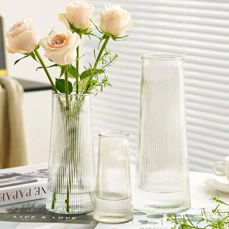 Creative transparent vertical striped tower rose flower vase 3 Creative transparent vertical striped tower rose flower vase - Image 3
