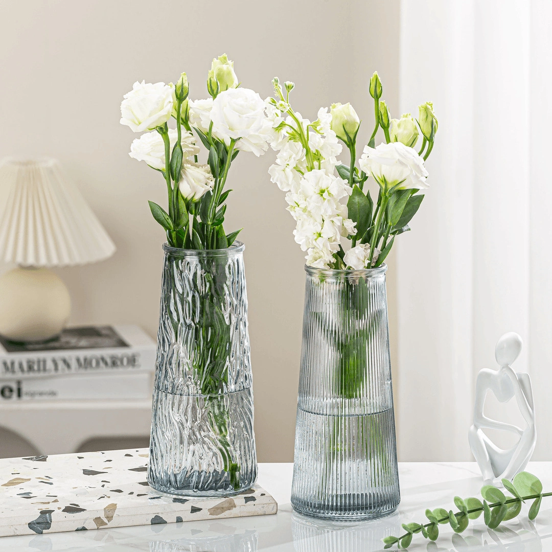 Creative transparent vertical striped tower rose flower vase 4 Creative transparent vertical striped tower rose flower vase - Image 4