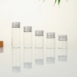 5ml-50ml clear glass storage bottle with aluminum screw cap