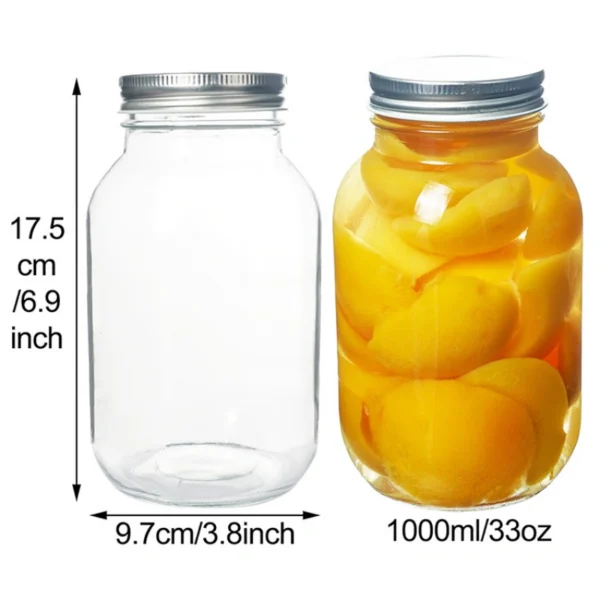 1000ml Large-capacity Mason Glass Jar Kitchen Sealed Glass Portioned Bottle - Image 3