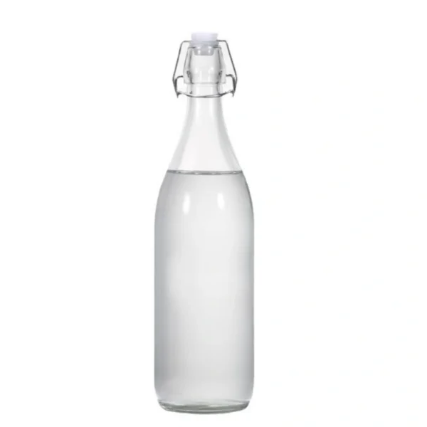 750ml clear glass bottle for beverage with swing top cap