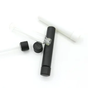 Transparent black glass tube with screw cap