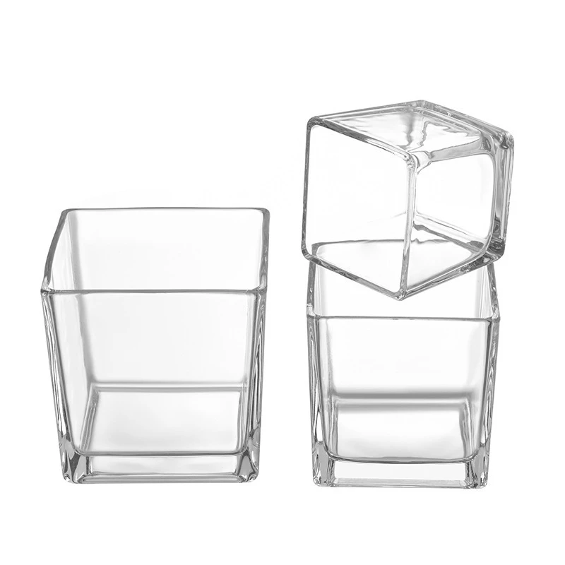 Square Heavy Glass Candle Jars Flower Glass Vase 3 Square Heavy Glass Candle Jars Flower Glass Vase - Image 3