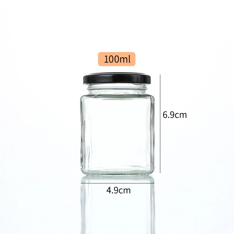 100ml Square Clear Glass Bottle Jar With Twist-Off Lid 4 100ml Square Clear Glass Bottle Jar With Twist-Off Lid - Image 4