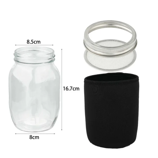 Wide Mouth Glass Sprouting Mason Jar with Stainless Steel Sprouting Lids And Drip Tray - Image 5