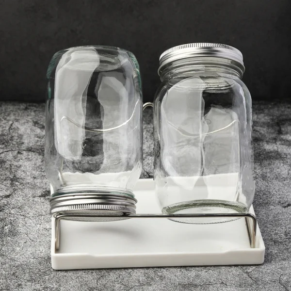 Wide Mouth Glass Sprouting Mason Jar with Stainless Steel Sprouting Lids And Drip Tray - Image 2