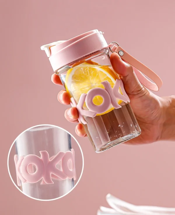 420ml Water Bottle Handheld Glass Cup - Image 4