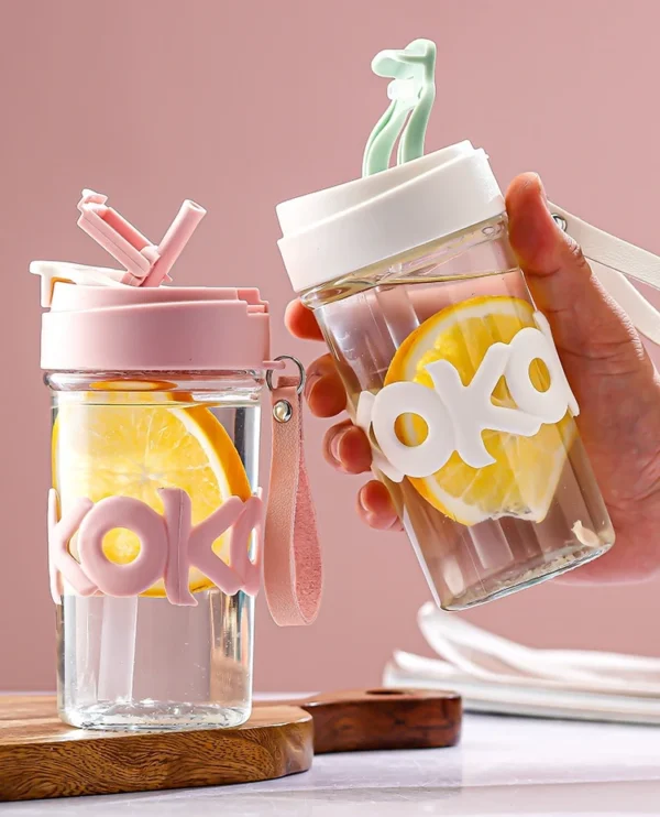 420ml Water Bottle Handheld Glass Cup - Image 3