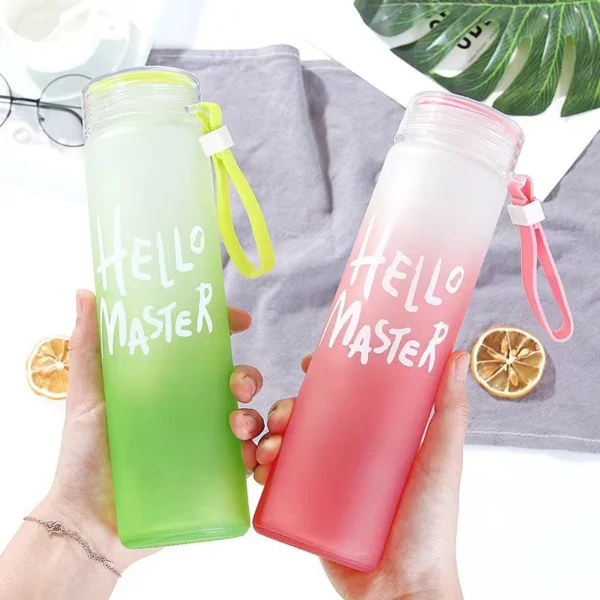Wide Mouth Drinking Borosilicate Glass Water Bottle with Lid - Image 2