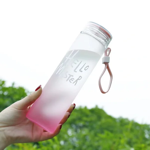 Wide Mouth Drinking Borosilicate Glass Water Bottle with Lid - Image 3