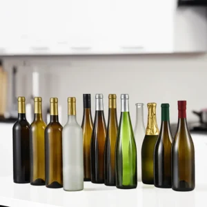 750ml glass wine bottle with cork cap
