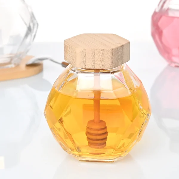 Wide Mouth 500ml Hexagonal Honey Jar Glass with Sealed Lid