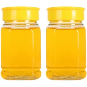 380ml 730ml Honey Pot square Glass Jars With Yellow Plastic Cap