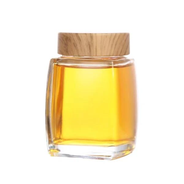 Multi-capacity airtight square transparent glass honey jar with screw cap