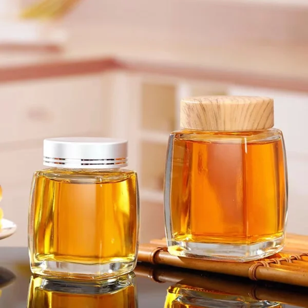 Multi-capacity airtight square transparent glass honey jar with screw cap - Image 2