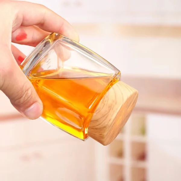 Multi-capacity airtight square transparent glass honey jar with screw cap - Image 3