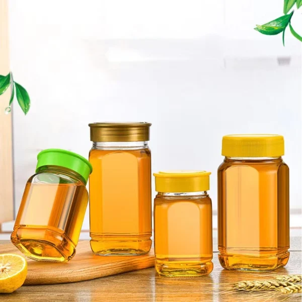 380ml 730ml Honey Pot square Glass Jars With Yellow Plastic Cap - Image 3