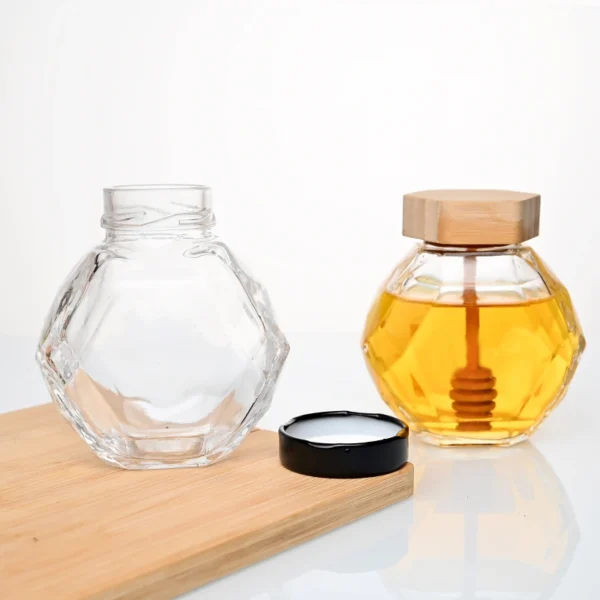 Wide Mouth 500ml Hexagonal Honey Jar Glass with Sealed Lid - Image 4