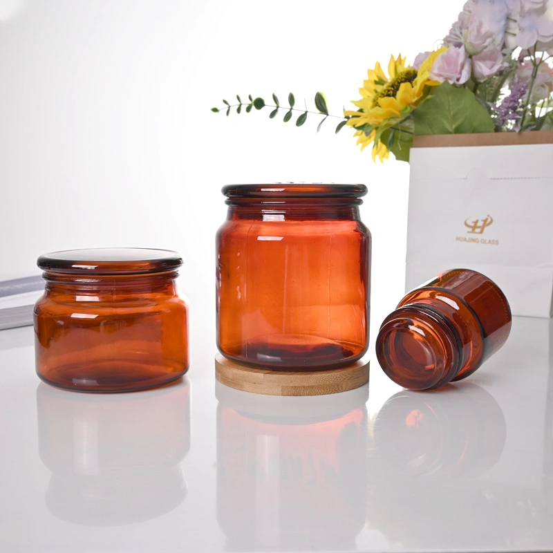 Wholesale Luxury 500ml Amber Glass Candle Jar With Lid 3 Wholesale Luxury 500ml Amber Glass Candle Jar With Lid - Image 3
