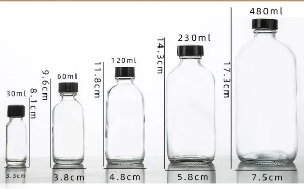 Empty Boston Round Adjustable Nozzle Glass Spray Bottle - Image 2