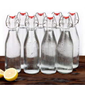 250ml 1000ml Clear Square Glass Bottles With Swing Top