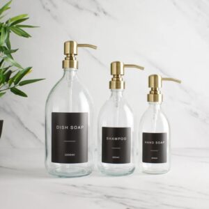 Frosted Clear Glass Bottle - Refillable Soap Dispenser With Metal Silver Pump 7 详情 002 17